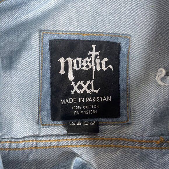 Nostic Distressed Denim Jacket Shirt Mens XXL Light Wash - Picture 10 of 11